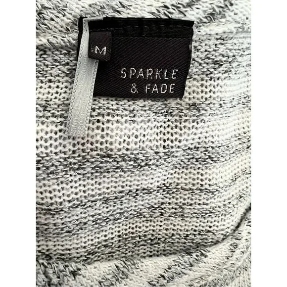 NWOT Sparkle & Fade Gray Striped Pocketed Loose Knit Top - Picture 5 of 5